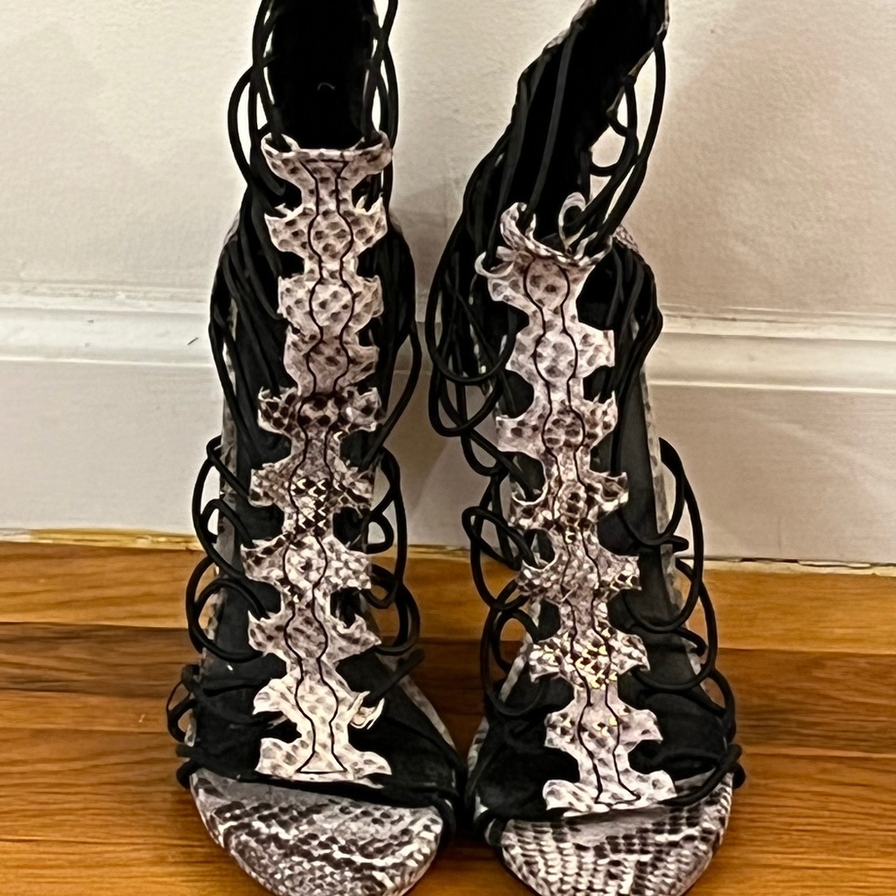 Paper Fox sandals metallic snakeskin size 9